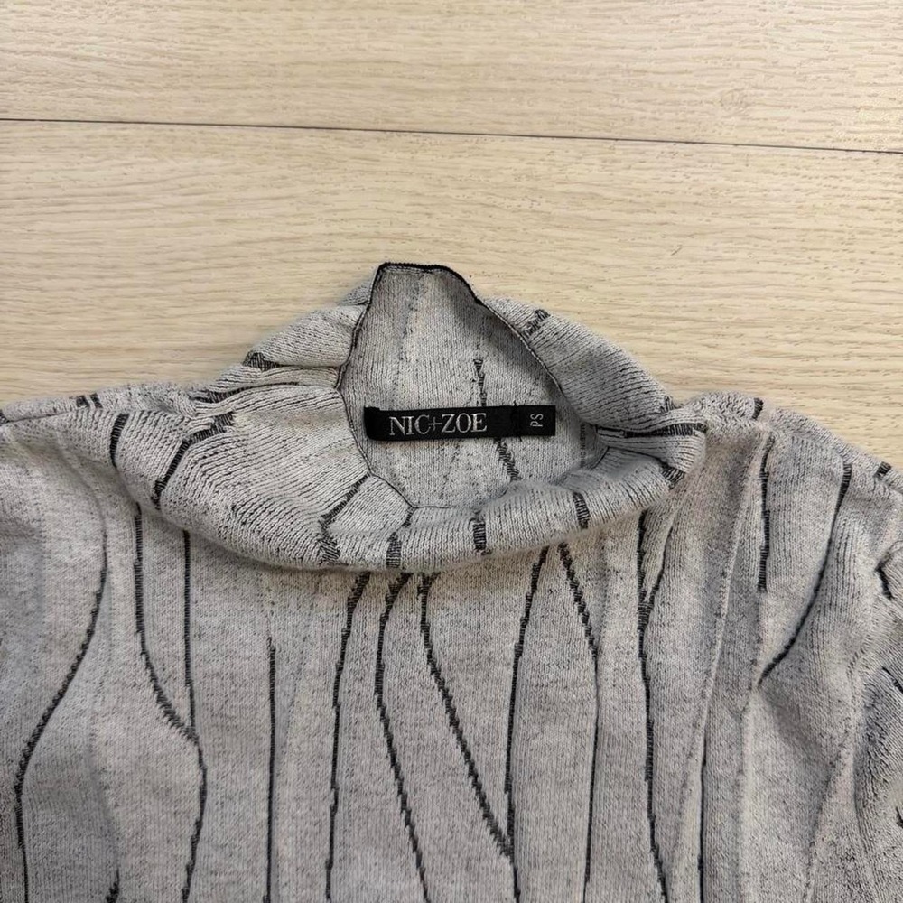 NIC+ZOE Artisan Crackle Mock Neck Top Womens Size Petite Small Preppy - Picture 4 of 7